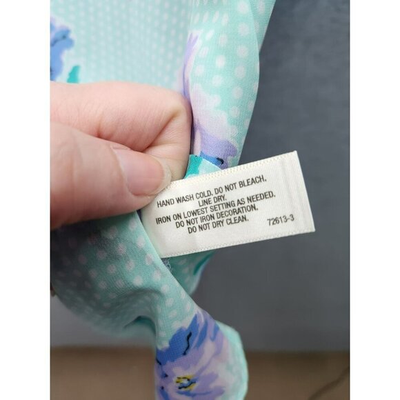 I ♥ Ronson Womens XL Mint Floral Print Blouse With Embellished Collar Cap Sleeve - Picture 6 of 7